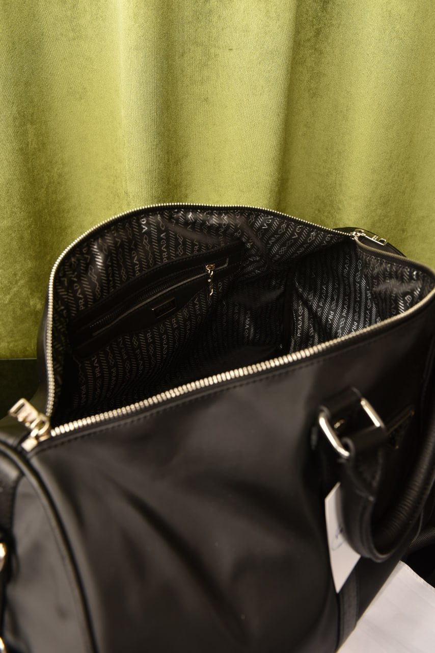 '- Re-Nylon and Brushed Leather Duffel Bag