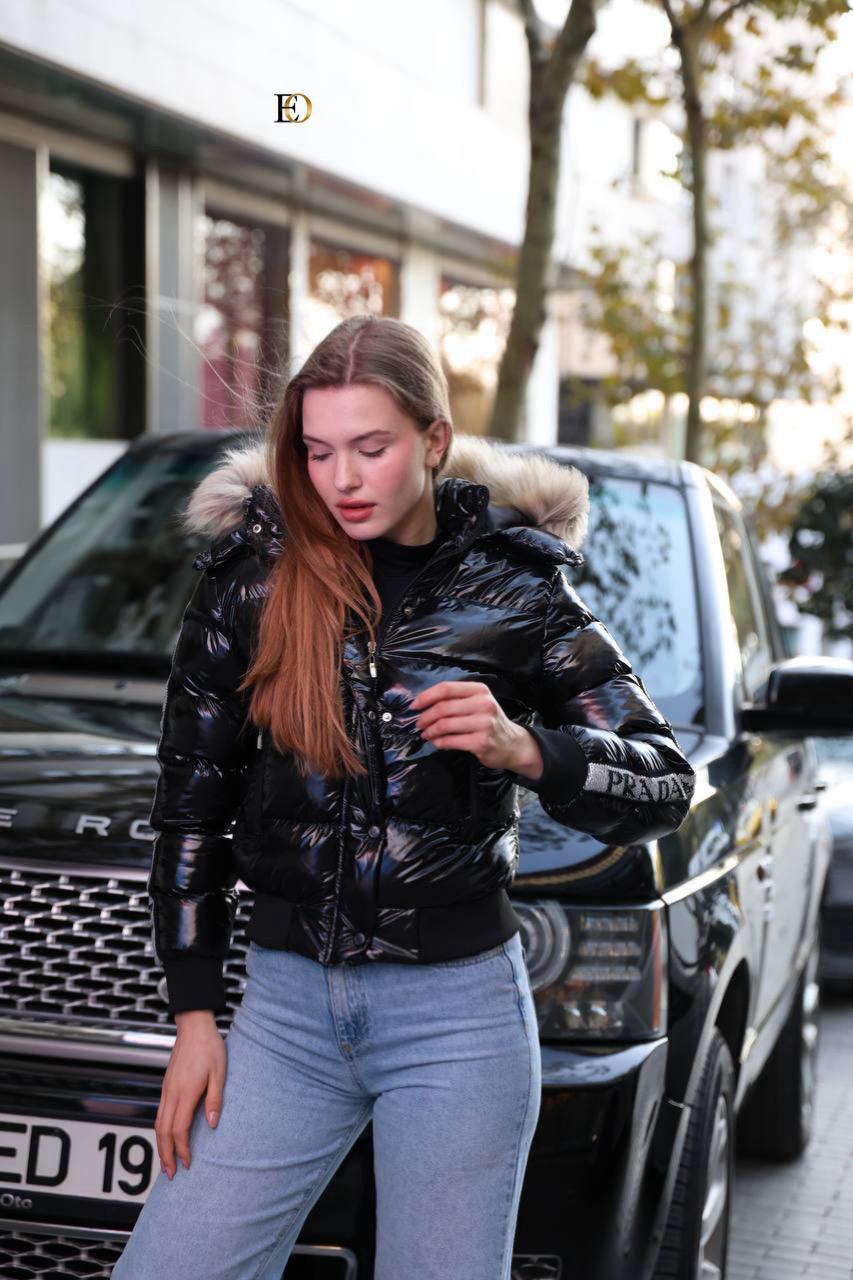 Quilted Stone-Studded Feathered Jacket