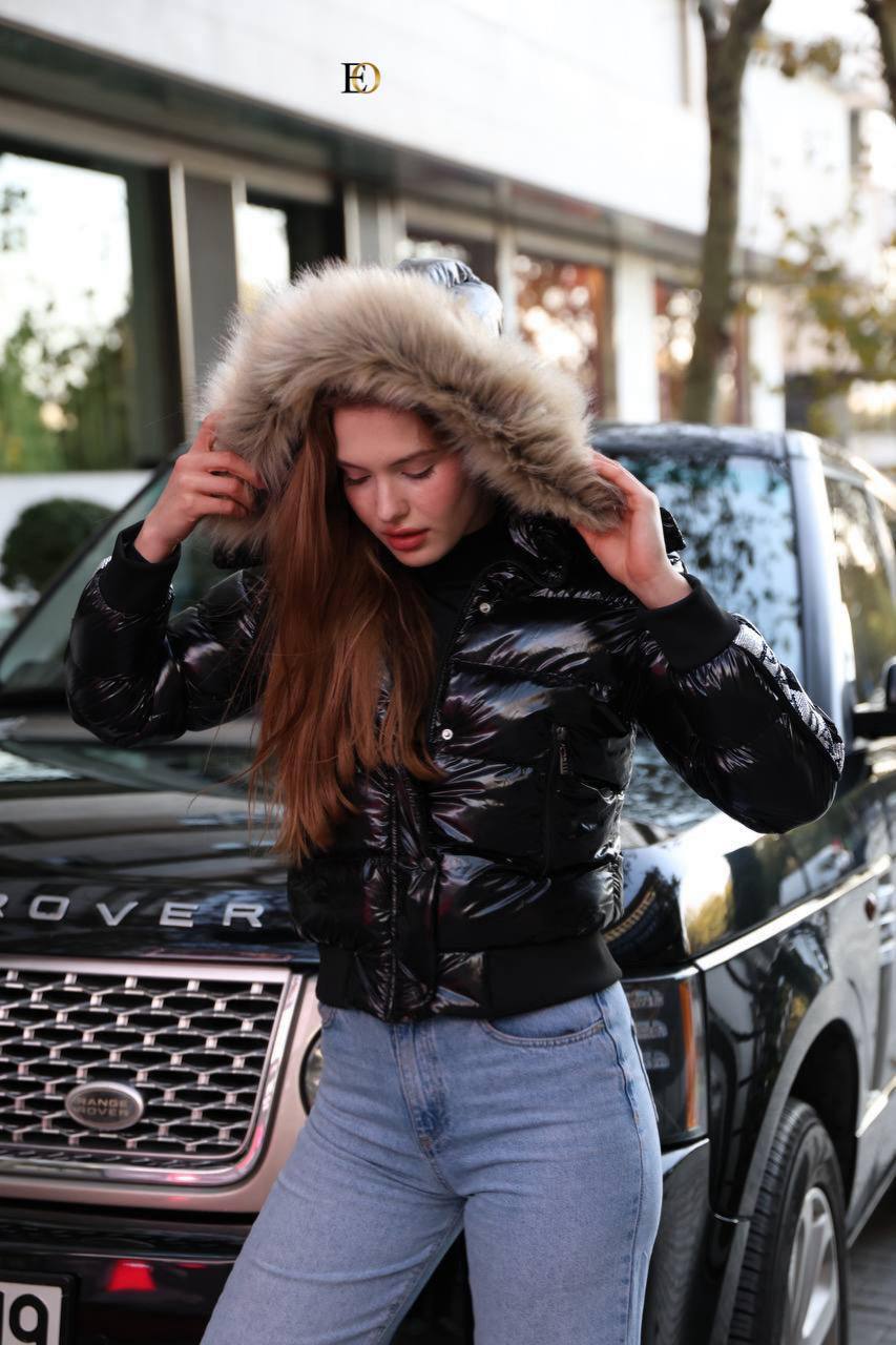 Quilted Stone-Studded Feathered Jacket