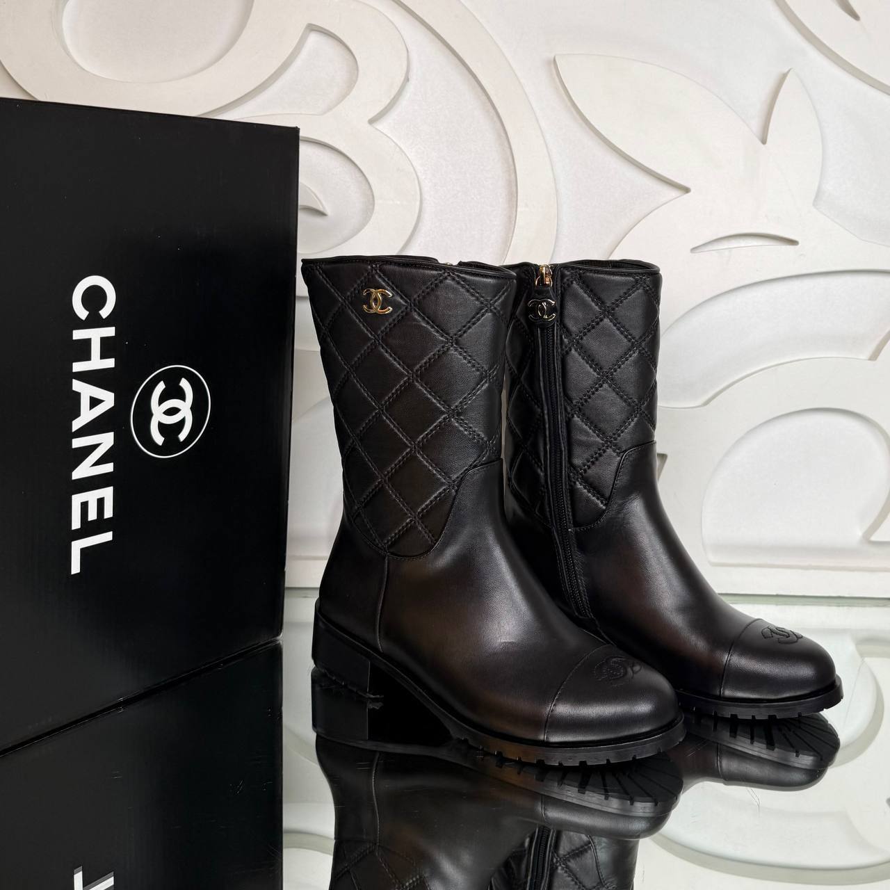 Calfskin Quilted Mid Boots