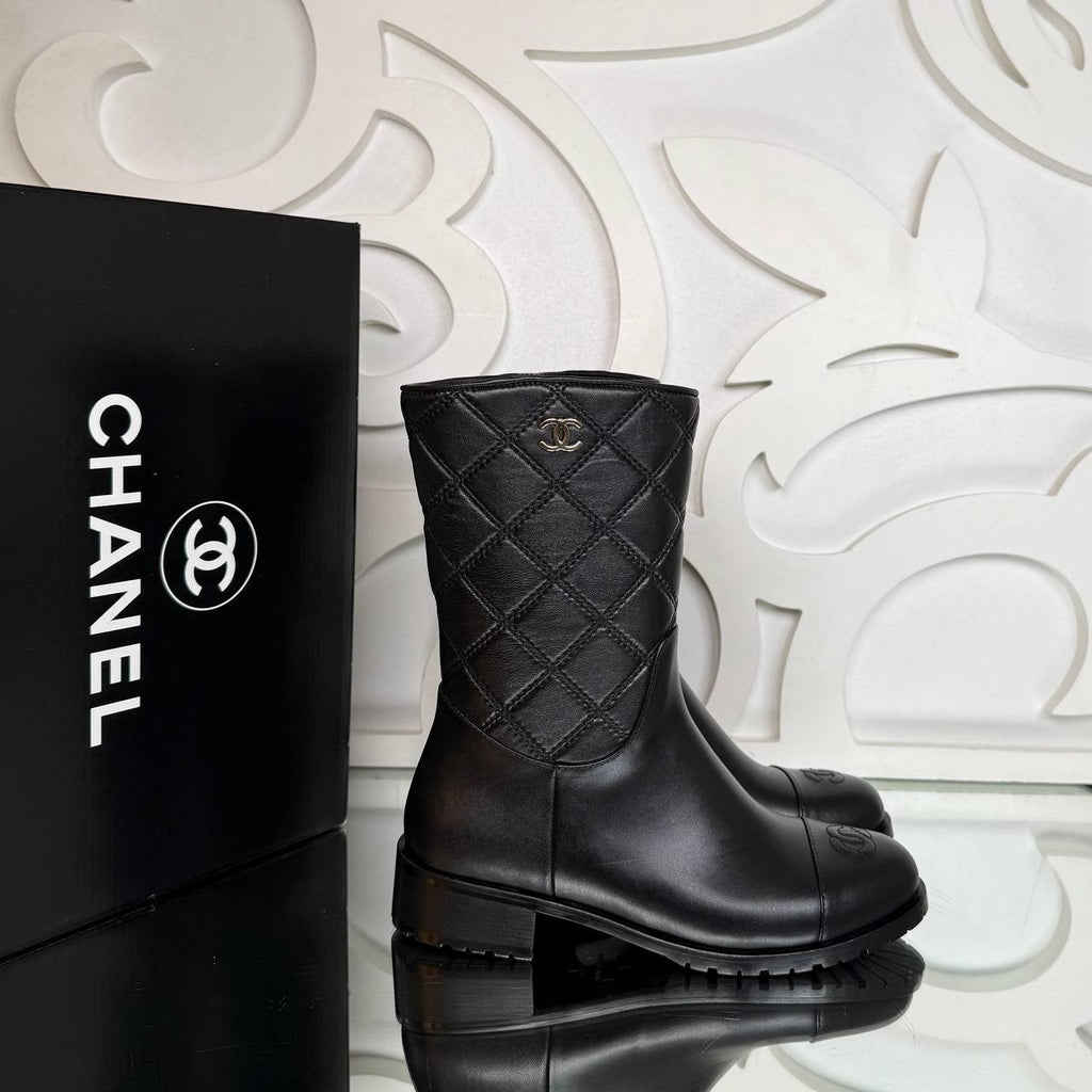 Calfskin Quilted Mid Boots