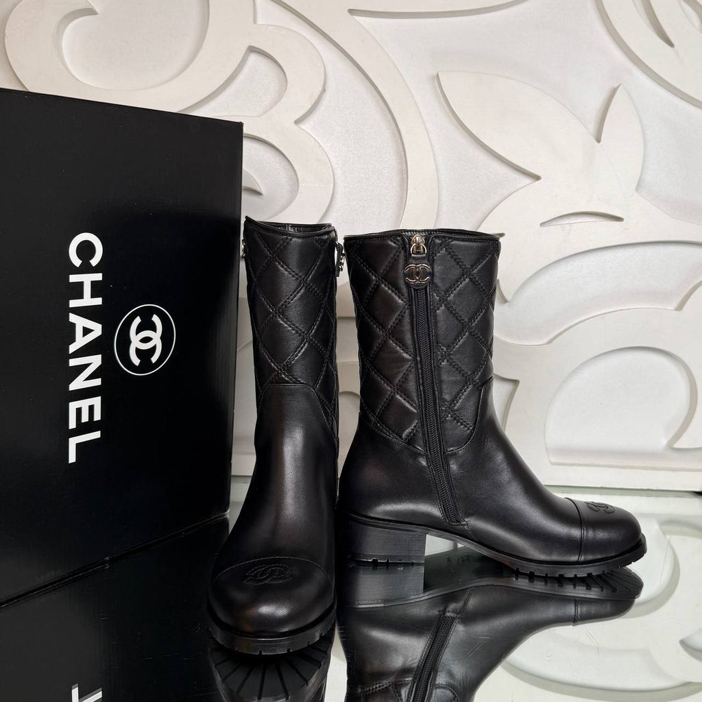 Calfskin Quilted Mid Boots