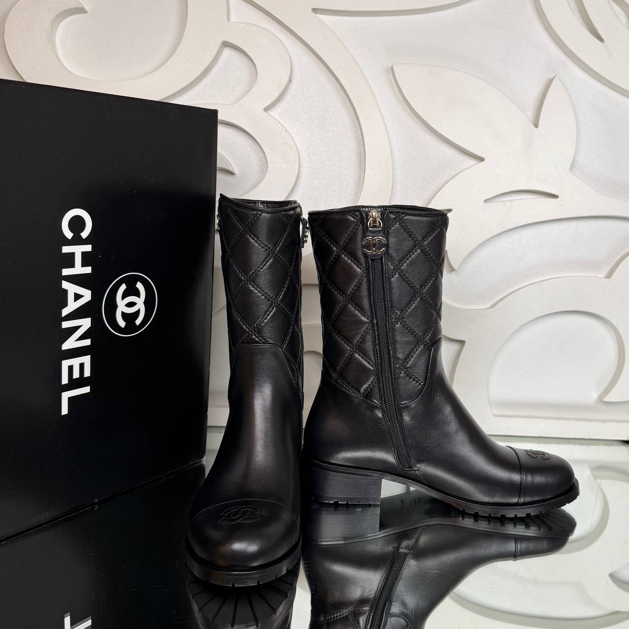 Calfskin Quilted Mid Boots